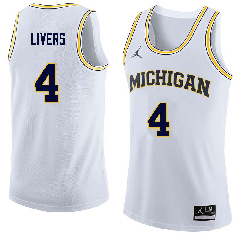 Men #4 Isaiah Livers Michigan Wolverines College Basketball Jerseys Sale-White